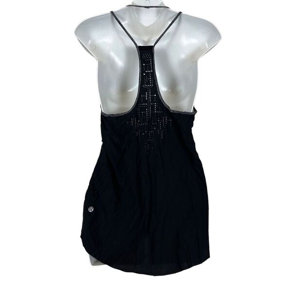LULULEMON ATHLETICA White Black Racerback Tank Top Shirt Striped Perforated XS - Picture 6 of 16